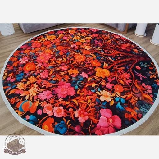 فرشینه مخمل مدرن دایره ای استُپ دار (اصلا لیز نمیخوره) a041