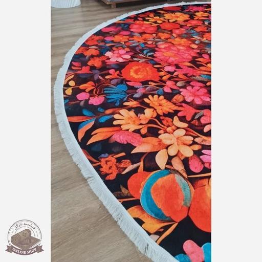فرشینه مخمل مدرن دایره ای استُپ دار (اصلا لیز نمیخوره) a041