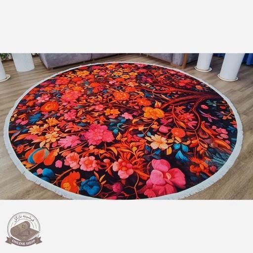 فرشینه مخمل مدرن دایره ای استُپ دار (اصلا لیز نمیخوره) a041