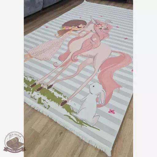 فرشینه مدرن مستطیل طرح دخترانه