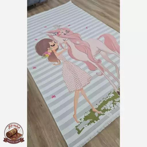 فرشینه مدرن مستطیل طرح دخترانه