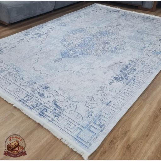 فرشینه طرح الماس سپید وینتیج رویه مخمل هازان ترک کد h474
