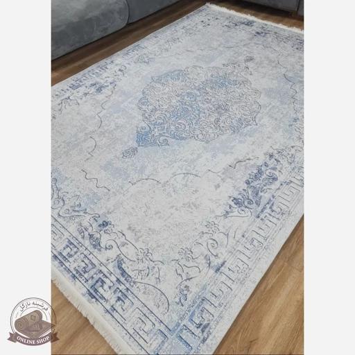 فرشینه طرح الماس سپید وینتیج رویه مخمل هازان ترک کد h474