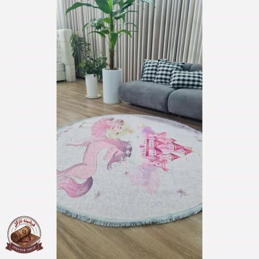 فرشینه مدرن دایره ای رویه مخمل هازان ترک 20250412