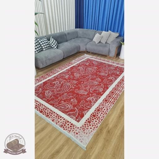 فرشینه مدرن آلبالویی جنس رویه مخمل هازان ترک