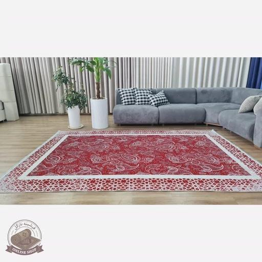 فرشینه مدرن آلبالویی جنس رویه مخمل هازان ترک