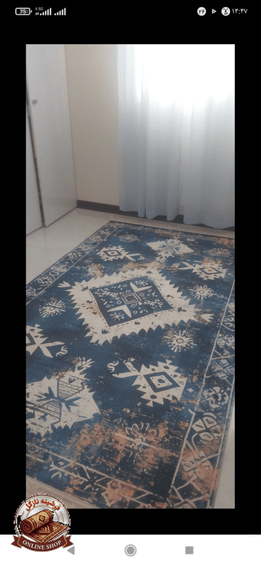 فرشینه مدرن وینتیج سرمهای کرم | طرح هندسی بوهو | ضد لغزش و قابل سفارش در ابعاد دلخواه | کد u185