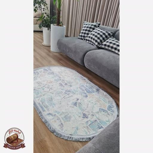 فرشینه مدرن بیضی و دایره ای جنس رویه مخمل هازان ترک q134