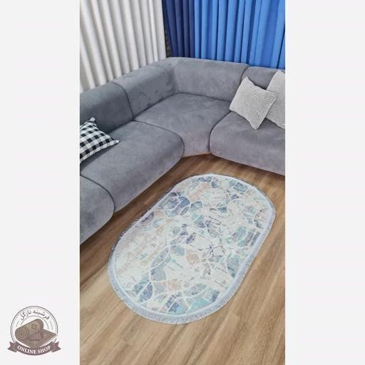 فرشینه مدرن بیضی و دایره ای جنس رویه مخمل هازان ترک q134