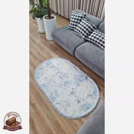 فرشینه مدرن بیضی و دایره ای جنس رویه مخمل هازان ترک q134