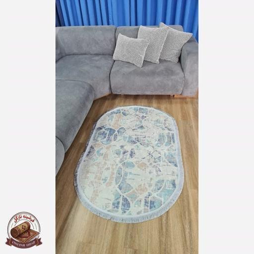 فرشینه مدرن بیضی و دایره ای جنس رویه مخمل هازان ترک q134