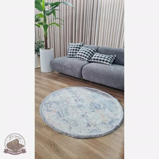 فرشینه مدرن بیضی و دایره ای جنس رویه مخمل هازان ترک q134