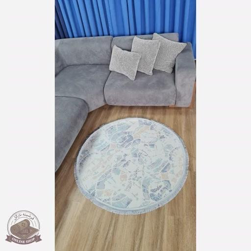 فرشینه مدرن بیضی و دایره ای جنس رویه مخمل هازان ترک q134