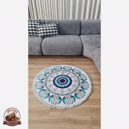 فرش مدرن دایره ای با رویه مخمل هازان d135