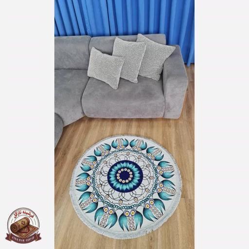 فرش مدرن دایره ای با رویه مخمل هازان d135