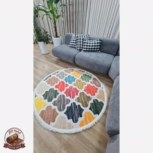 فرشینه مدرن دایره ای استُپ دار (اصلا لیز نمیخوره) رویه مخمل m267