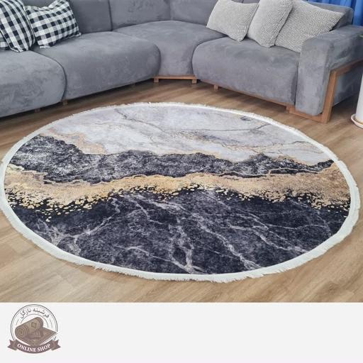 فرشینه مدرن دایره ای مخمل هازان ترک o147