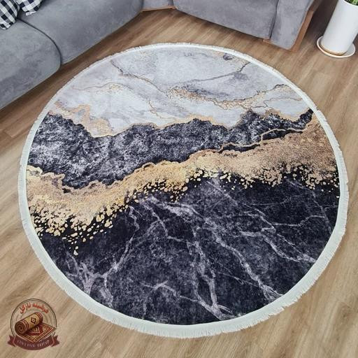 فرشینه مدرن دایره ای مخمل هازان ترک o147