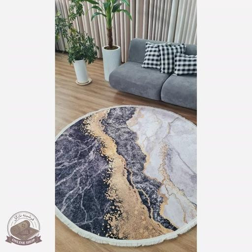 فرشینه مدرن دایره ای مخمل هازان ترک o147