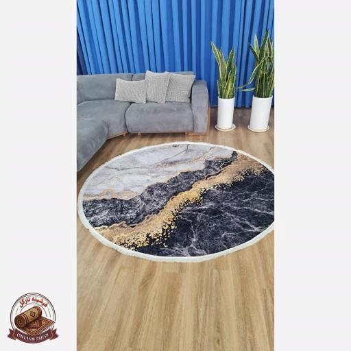 فرشینه مدرن دایره ای مخمل هازان ترک o147