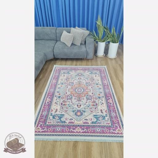 فرش مخمل طرح افشان استُپ دار (اصلا لیز نمیخوره) کد m210