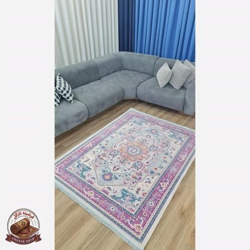 فرش مخمل طرح افشان استُپ دار (اصلا لیز نمیخوره) کد m210