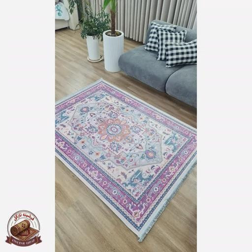 فرش مخمل طرح افشان استُپ دار (اصلا لیز نمیخوره) کد m210