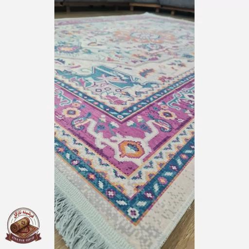 فرش مخمل طرح افشان استُپ دار (اصلا لیز نمیخوره) کد m210