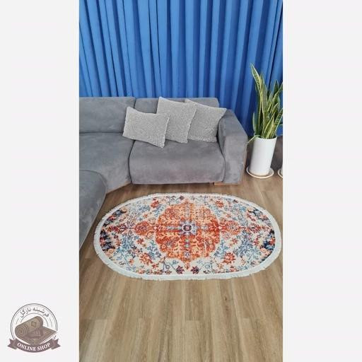 فرشینه بیضی مخمل استُپ دار (اصلا لیز نمیخوره) b142