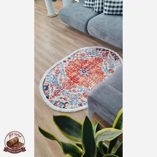 فرشینه بیضی مخمل استُپ دار (اصلا لیز نمیخوره) b142