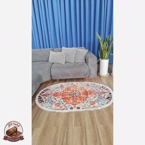 فرشینه بیضی مخمل استُپ دار (اصلا لیز نمیخوره) b142