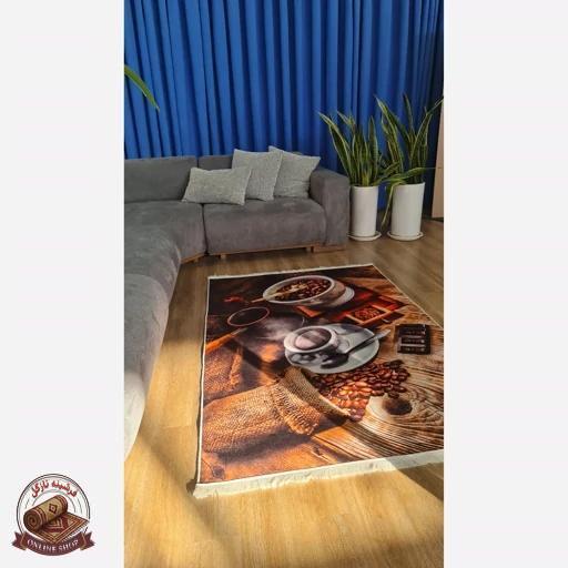 فرشینه مخمل طرح قهوه استُپ دار (اصلا سُر نمیخوره) 046