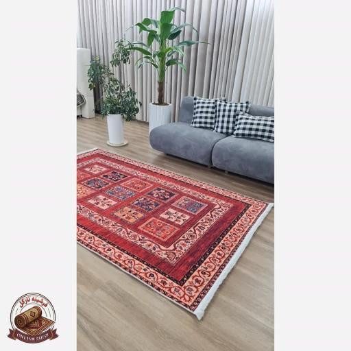 فرشینه مخملی مدرن طرح سنتی استُپ دار (اصلا لیز نمیخوره) a092