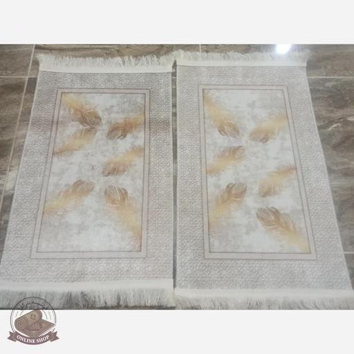 فرشینه مخمل مدرن طرح پَر طلایی استُپ دار (ابعاد دلخواه) h406