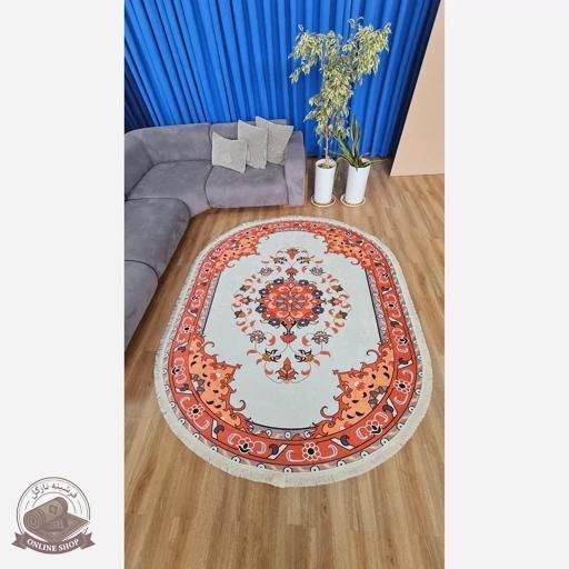 فرشینه بیضی مخمل سفارشی استُپ دار (اصلا سُر نمیخوره)