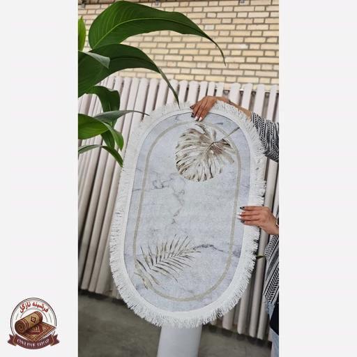 فرشینه بیضی مخمل سفارشی استُپ دار (لیز نمیخوره) b14
