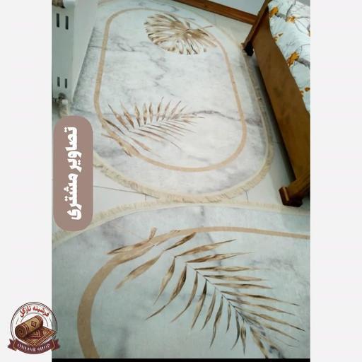 فرشینه بیضی مخمل سفارشی استُپ دار (لیز نمیخوره) b14