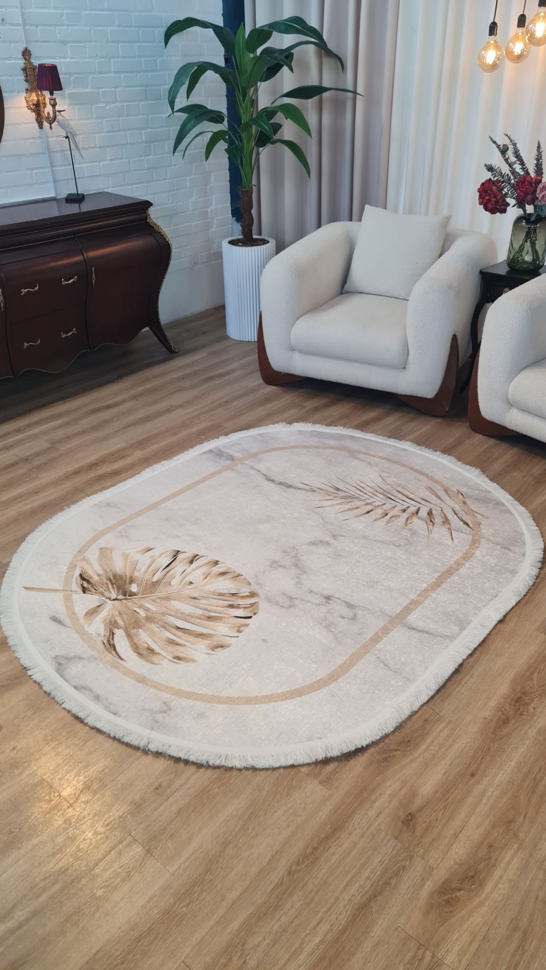 فرشینه بیضی مخمل سفارشی استُپ دار (لیز نمیخوره) b14