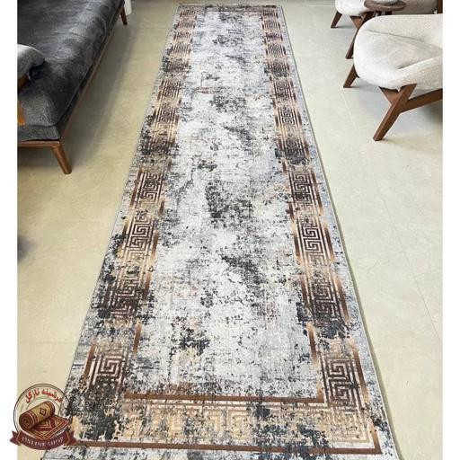 فرش طوسی مدرن جنس مخمل تُرک استُپ دار (ضد سر) h467