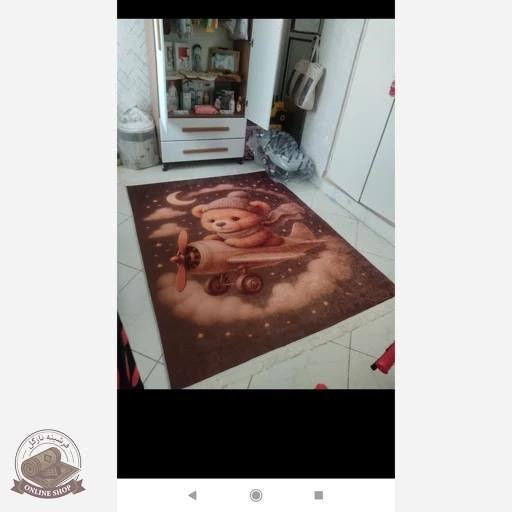 فرشینه کودک مخمل طرح خرس سفارشی استُپ دار (ابعاد دلخواه) کد u061