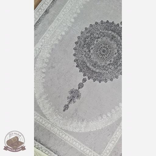 فرشینه طوسی مدرن جنس رویه مخمل استُپ دار