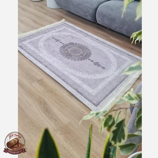 فرشینه طوسی مدرن جنس رویه مخمل استُپ دار