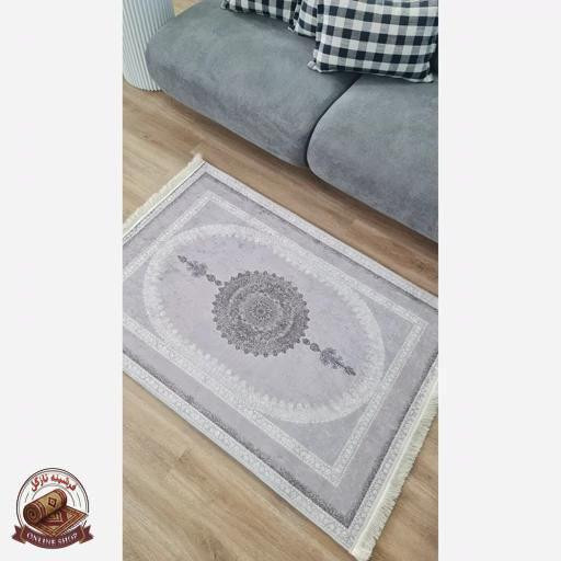 فرشینه طوسی مدرن جنس رویه مخمل استُپ دار