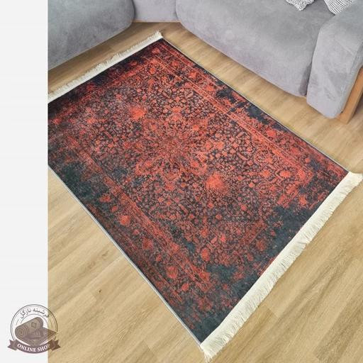 فرشینه لاکی قرمز تیره (ابعاد مختلف) جنس رویه کارمخمل ترک صاف و نررم ضدلغزش U135