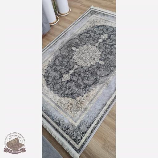فرشینه طوسی مدرن جنس مخمل هازان تُرک استُپ دار (ضد سُر) کد u57