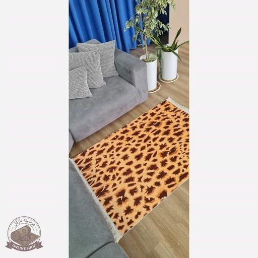 فرش پلنگی مدرن جنس مخمل تُرک زیره استُپ دار (ضد سُر)
