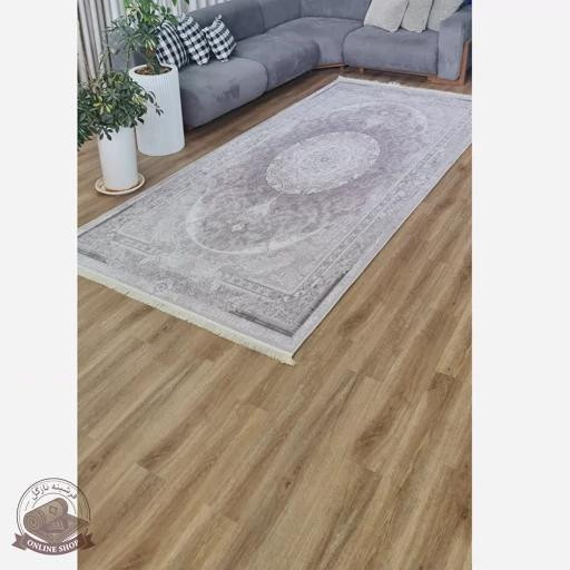 فرش کناره خاکستری مدرن جنس مخمل تُرک ابعاد دلخواه استُپ دار (ضد سُر) کد u56