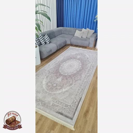 فرش کناره خاکستری مدرن جنس مخمل تُرک ابعاد دلخواه استُپ دار (ضد سُر) کد u56