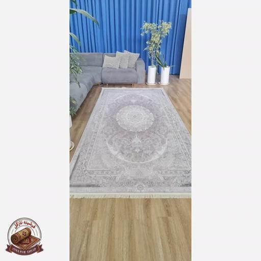فرش کناره خاکستری مدرن جنس مخمل تُرک ابعاد دلخواه استُپ دار (ضد سُر) کد u56