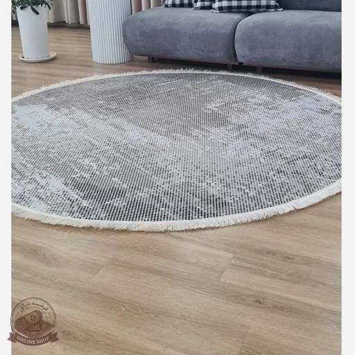 فرشینه طوسی خاکستری طرح پیکسلی مدرن جنس مخمل تُرک استُپ دار ابعاد مختلف - b134